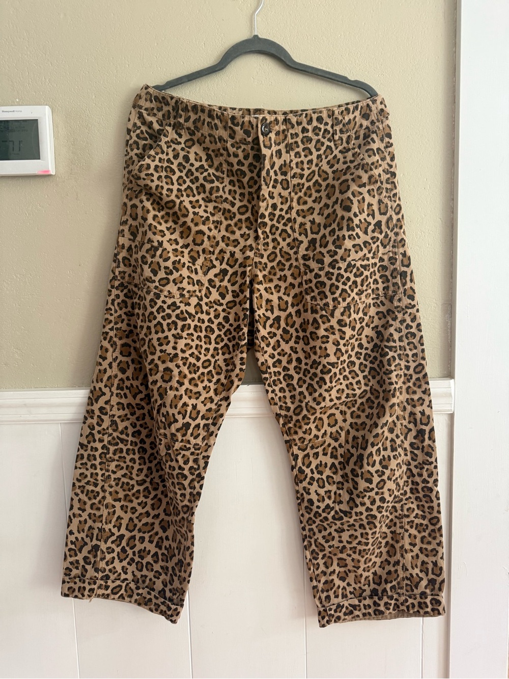 pistola Tan and Black Leopard Print Cropped Pants
